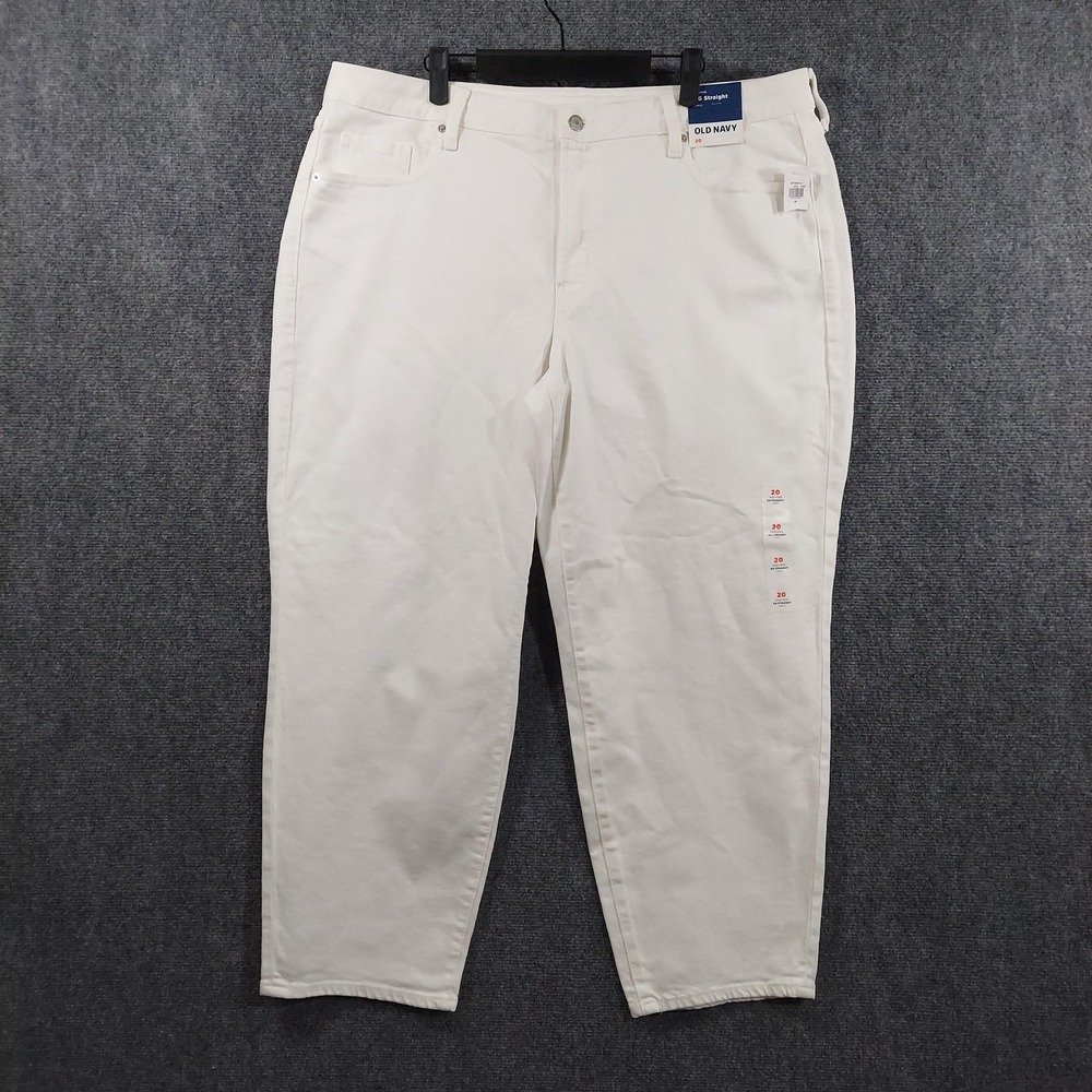 NEW Old Navy OG Straight Ankle Jeans Womens 20‎ Plus White High Rise Stretch